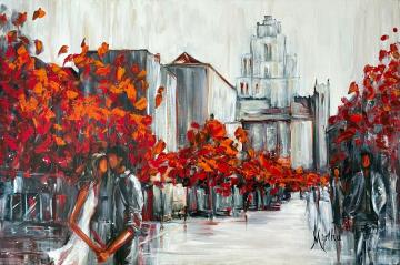 Image de la toile « L’Automne sur Côte de la Place d’Armes » de Myrtha Pelletier