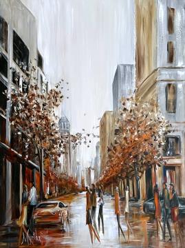 Image de la toile « Automne sur Montréal » de Myrtha Pelletier