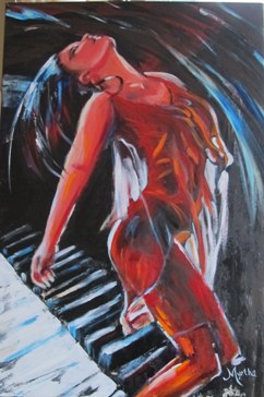 Image de la toile « Bolero sur piano (vendu/sold) » de Myrtha Pelletier