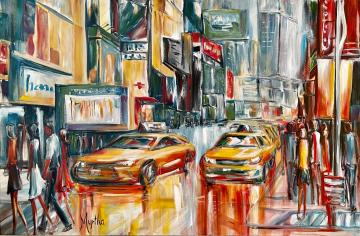 Image de la toile « Cabs in New York » de Myrtha Pelletier