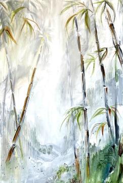 Image de la toile « Forêt de bambous2 Vendu/sold » de Myrtha Pelletier