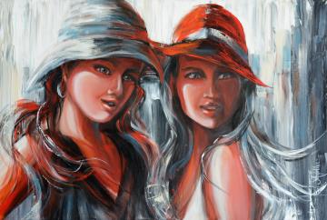 Image de la toile « Girlfriends - Vendue-Sold » de Myrtha Pelletier