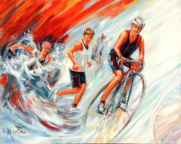 Image de la toile « Mon triathlon » de Myrtha Pelletier