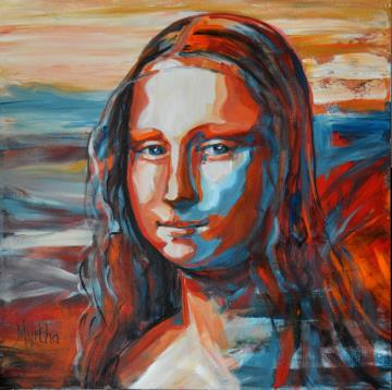 Image de la toile « Mona Lisa, hommage à Léonardo » de Myrtha Pelletier