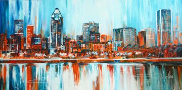 Image de la toile « Montréal en reflets - Vendue/Sold » de Myrtha Pelletier