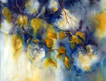 Image de la toile « Fleurs d'Obier » de Myrtha Pelletier