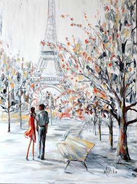 Image de la toile « Sous les cerisiers - Vendue/Sold » de Myrtha Pelletier