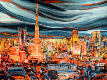 Image de la toile « Tokyo, l'effervescente - Vendue/Sold » de Myrtha Pelletier