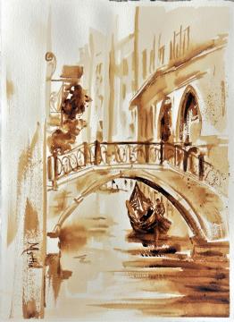 Image de la toile « Venise, port d'entrée eupéenne (caférelle) » de Myrtha Pelletier