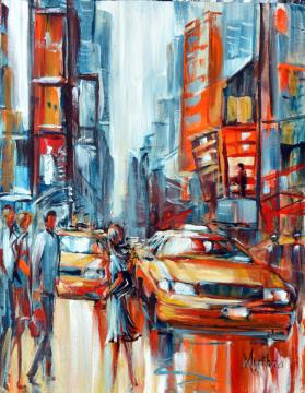 Image de la toile « Cabs on Times Square2 - Vendue/sold » de Myrtha Pelletier