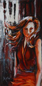 Image de la toile « Lady in red » de Myrtha Pelletier