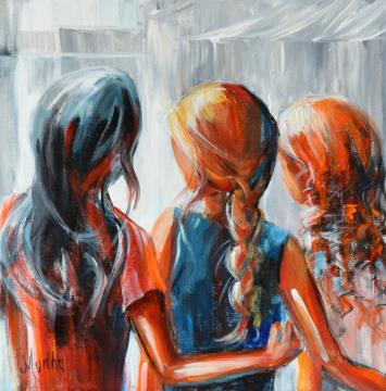 Image de la toile « Les filles » de Myrtha Pelletier