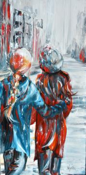 Image de la toile « It’s cold outside Vendu/ Sold » de Myrtha Pelletier