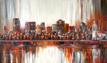 Image de la toile « Skyline, Montréal » de Myrtha Pelletier