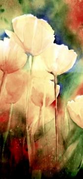 Image de la toile « Tulipes 2 (encre de chine) » de Myrtha Pelletier