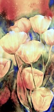 Image de la toile « Tulipes 3 (encre de chine) » de Myrtha Pelletier